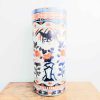 Vintage Chinese White Blue Red Gold Large Umbrella Stick Stand Vase Pot Birds Flowers Large Heavy Hand Painted c1940-50's