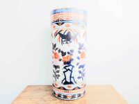 Vintage Chinese White Blue Red Gold Large Umbrella Stick Stand Vase Pot Birds Flowers Large Heavy Hand Painted c1940-50’s Vintage Chinese White Blue Red Gold Large Umbrella Stick Stand Vase Pot Birds Flowers Large Heavy Hand Painted c1940-50's