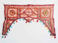 Vintage Indian Rabari Door Gate Entrance Topper Over Doorway Passageway Wall Hanging Rug Decorative Mat Carpet c1970-80's