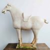 Vintage Chinese White Cream Large Clay Terracotta Tang Style Horse Horses Asian Decorative Ornament Decoration circa 1950's