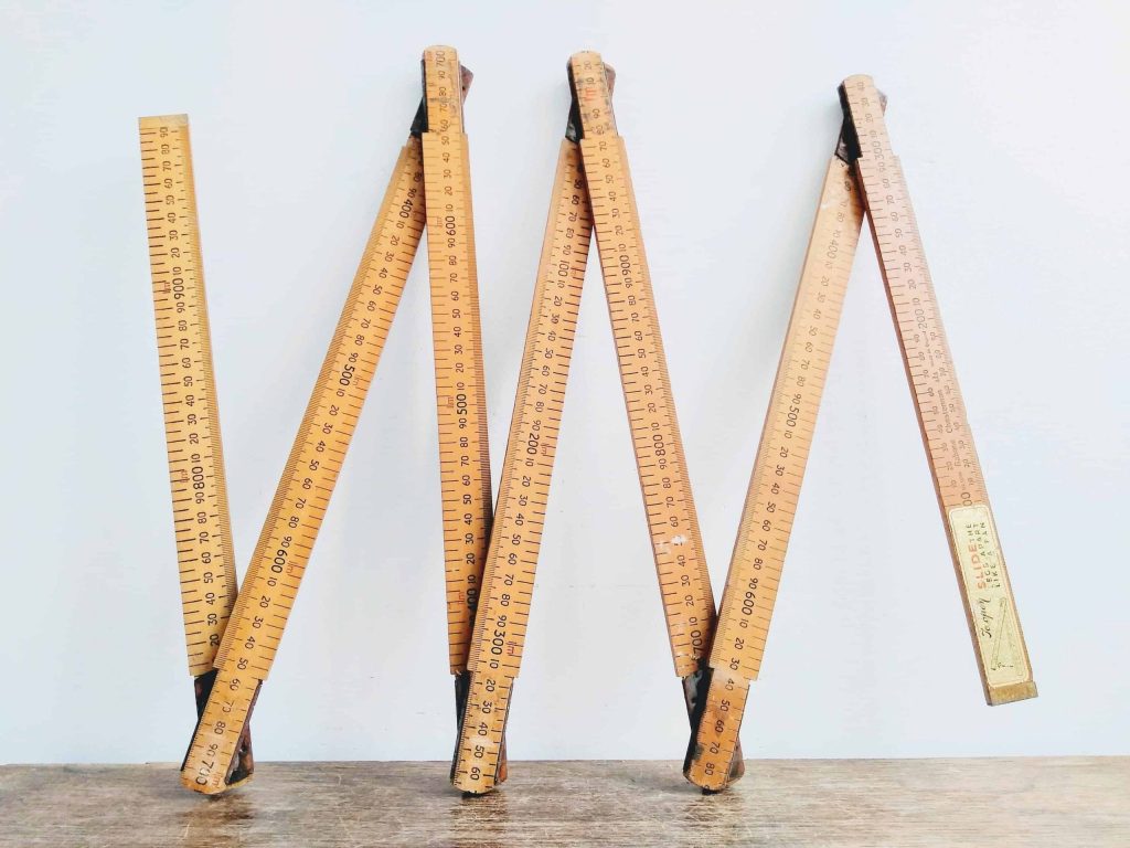 Vintage French Extra Large Wooden Wood Folding Two 2 Metre Ruler Rule Scale Collapsible Prop Builder Display circa 1960-70’s