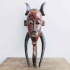 Vintage African Figurine Mask Statue Primitive Art Carving Wooden Wood Ornament Decorative Display African circa 1980-90's