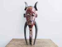 Vintage African Figurine Mask Statue Primitive Art Carving Wooden Wood Ornament Decorative Display African circa 1980-90’s Vintage African Figurine Mask Statue Primitive Art Carving Wooden Wood Ornament Decorative Display African circa 1980-90's