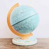 Vintage English Chad Valley Small Tin Plate World Globe tabletop spinning globe ornament gift office desk study c1960-70's