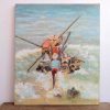 Vintage French Simone Fougere Les Pecheurs De Mahabalipuram Fishing Raft Fishermen Oil Portrait Painting Art circa 1980-90's