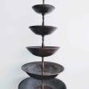 Vintage French Metal Brown Cake Bon Bon Stand Style Five Tier Serving Bowl Platter Dish Stand Display Candy Fruit c1980-90's