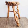 Vintage French Wooden Wood Heavy Branch Log Milking Stool Chair Seat Table Stand Kitchen Plant Display circa 1960-70's