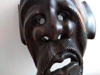 Alternative view of Vintage Asian Chinese Scholar Old Man Temple God Head Bust Wall Display Wooden Ornament Figurine Decor Decoration c1970-80's