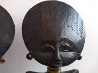 Alternative view of Vintage African Puppe Ashanti Akuaba Fertility Doll Pouppee Ghana Small Face Idol Primitive Art Carving Sculpture c1980-90's