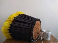 Alternative view of Vintage African Extra Large Yellow Bird Feathers Fancy Wall Hanging Decor Colour Pop Heavy Souvenir Gift Sun c1980-90's