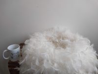 Alternative view of Vintage French Extra Large White Bird Feathers Fancy Lampshade Fluffy Light Cover Unusual Lighting Souvenir Gift c1980-90's