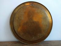 Alternative view of Vintage Moroccan Arabian Brass Tray Plate Ornate Engraved Decoration Circular Charger Tea Serving Wall Hanging c1980-90's