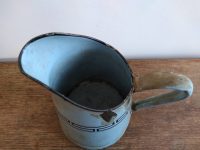 Alternative view of Vintage French Enamel Metal Blue Metal Medium Watering Water Milk Jug Can Carafe Pitcher Vase Planter Rustic c1940-50's
