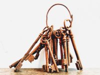 Antique French Rusty Key Job Lot Of Nineteen 19 Lock Skeleton Chateaux Castle Estate Collection Prop Display circa 1880-40's