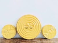 Vintage French Yellow Duck Ceramic Set Table Trivets Placemats Place Mats Trivet Protectors Collection Of Three c1960-70's