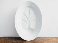 Antique French Large Well And Tree Channel Porcelain Meat Serving Platter Plate Dish Bowl Draining Serving circa 1880-1900's