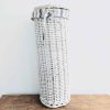 Vintage French White Blue Small Wicker Baguette Bread Storage Basket Cloth Lined Display Store Kitchen France circa 1970-80's