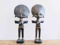 Vintage African Puppe Ashanti Akuaba Fertility Doll Pouppee Ghana Small Face Idol Primitive Art Carving Sculpture c1980-90's