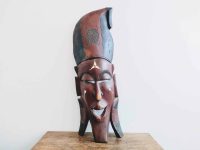 Vintage African Large Face Man Woman Mask Idol Statue Primitive Art Carving Sculpture Wooden Wood Wall Africa c1970-1980’s Vintage African Large Face Man Woman Mask Idol Statue Primitive Art Carving Sculpture Wooden Wood Wall Africa c1970-1980's