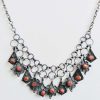 Vintage Moroccan Silver Metal with Red Dyed Coral Filigree Delicate  Necklace circa 1960-70's
