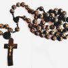 Vintage French Lourdes Large Long Wooden Rosary Crucifix Catholic religious decor necklace nun priest costume circa 1950-60's