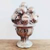 Vintage Large Resin Silver Pomegranate Display In Bowl decorated statue figurine ornament display table circa 1980-90's