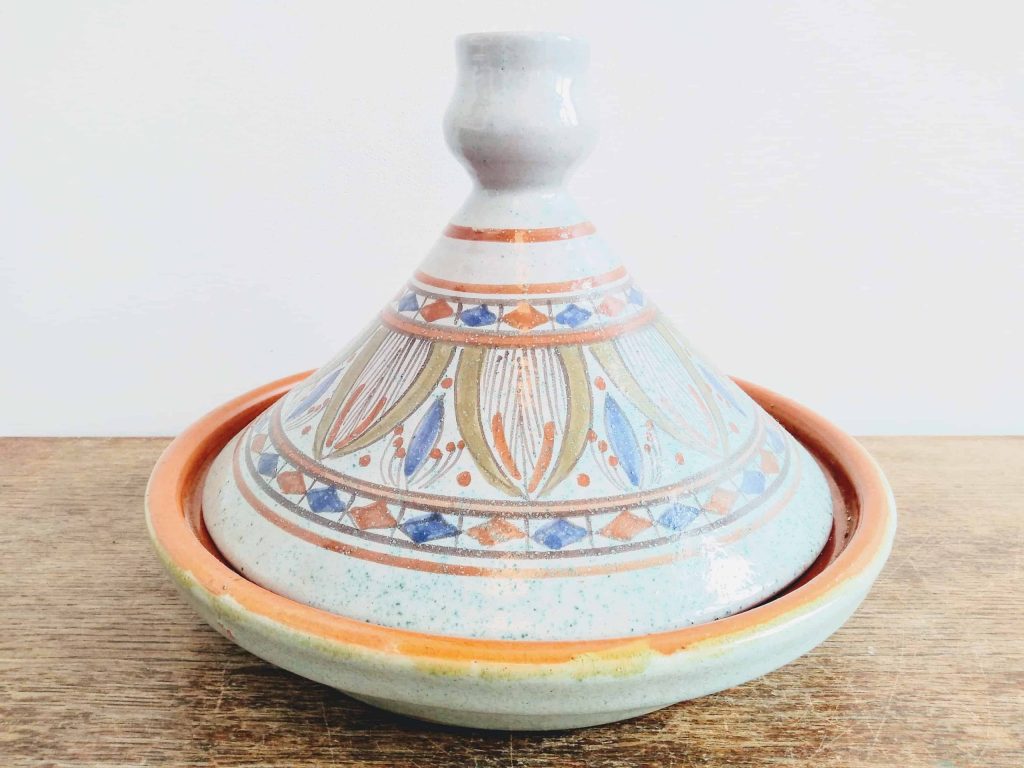 Vintage Moroccan Tunisian Couscous Blue Grey Large Dish Bowl Pottery Stoneware Pot Serving Arabian Cous Cous circa 1960-80’s