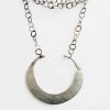 Vintage Asian Child Collar Re Made into Adult Piece Silver Metal Large Pendant Necklace circa 1960-70's