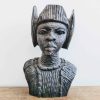 Vintage African Benin Ebony Wood Wooden Bust Decorative Ornament Figurine Africa Art Sculpture Carving Shamen c1970-80's