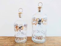 Vintage French Half Litre Glass Water Bottle Pitcher Decanter Jug Water Drinks Cafe Bar Painted Glassware Cork c1980-90’s Vintage French Half Litre Glass Water Bottle Pitcher Decanter Jug Water Drinks Cafe Bar Painted Glassware Cork c1980-90's