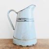 Vintage French Enamel Metal Blue Metal Medium Watering Water Milk Jug Can Carafe Pitcher Vase Planter Rustic c1940-50's
