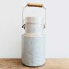 Vintage French Silver Aluminium Metal Wood Handled Milk Storage Carrying Churn Pot Container Display circa 1950-60's