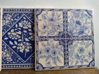 Alternative view of Vintage English Printed Glazed Wall Tile Blue White Bathroom Kitchen Tiles Place Mats Placemats SOLD INDIVIDUALLY c1980-90's