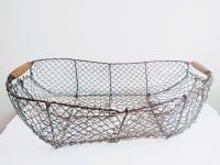 Alternative view of Vintage French Apple Fruit Vegetable Picking Harvesting Metal Wire Wood Traditional Garden Gardening Large Basket c1950-60s