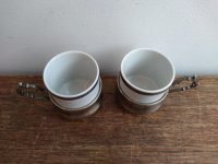 Alternative view of Vintage East German Italian Espresso Coffee Ceramic Tea Cup Metal Handled Cups Ornately Decorated DDR circa 1960-70's
