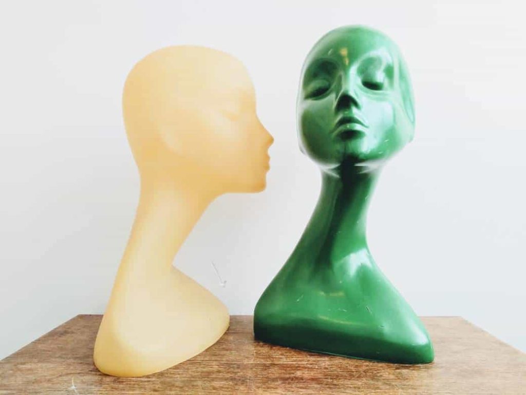 Vintage English SEBA Shop Lady Woman Mannequin Head Wig Hat Hair Plastic Retro Shop Display Commercial circa 1950-60’s