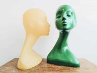 Vintage English SEBA Shop Lady Woman Mannequin Head Wig Hat Hair Plastic Retro Shop Display Commercial circa 1950-60's