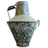 Vintage French Farm Milk Churn Oil Can Flower Pot Display Stand Vase Green Flowers Garden Display Industrial circa 1950-60's