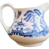 Vintage English Old Willow Design Ironstone Milk Jug Pitcher White Blue Ceramic Ornament Serving Display c1960-70's