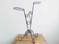 Vintage French Black Rusty Metal Floor Standing Small Garden Plant Pot Stand Pedestal Holder Display Storage circa 1980-90s Vintage French Black Rusty Metal Floor Standing Small Garden Plant Pot Stand Pedestal Holder Display Storage circa 1980-90s