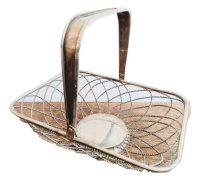 Vintage French Silver Wire Metal Decorative Display Basket Bowl Dish Ornament Decorative Container circa 1970-80's