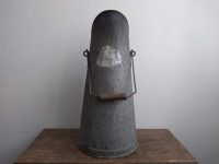 Alternative view of Vintage French Heavy Galvanised Iron Coal Shuttle bucket fireplace fire log open fireplace charcoal pellets circa 1960-70's