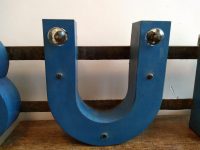 Alternative view of Vintage English BULL Shop Sign Take Away Blue Black Large Lit Light Commercial Advertising Decoration Illuminated c1980-90's