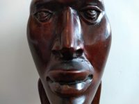 Alternative view of Vintage African Wood Wooden Woman Female Lady Bust Idol Statue Primitive Art Carving Sculpture Ornament Display c1970's