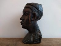 Alternative view of Vintage African Ebony Wood Wooden Muslim Man Male Bust Idol Statue Primitive Art Carving Sculpture Ornament Display c1970's