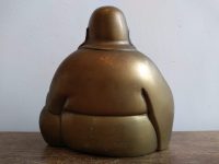 Alternative view of Vintage Chinese Brass Laughing Man Idol Money Luck Lucky Buddha Statue Art Cast Sculpture Ornament c1970-1980's