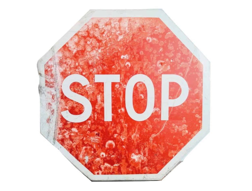 Vintage French Large Bashed Bruised Red White Stop Octagonal Metal Roadsign Road Sign Automobilia Man Cave circa 1970-80’s 3