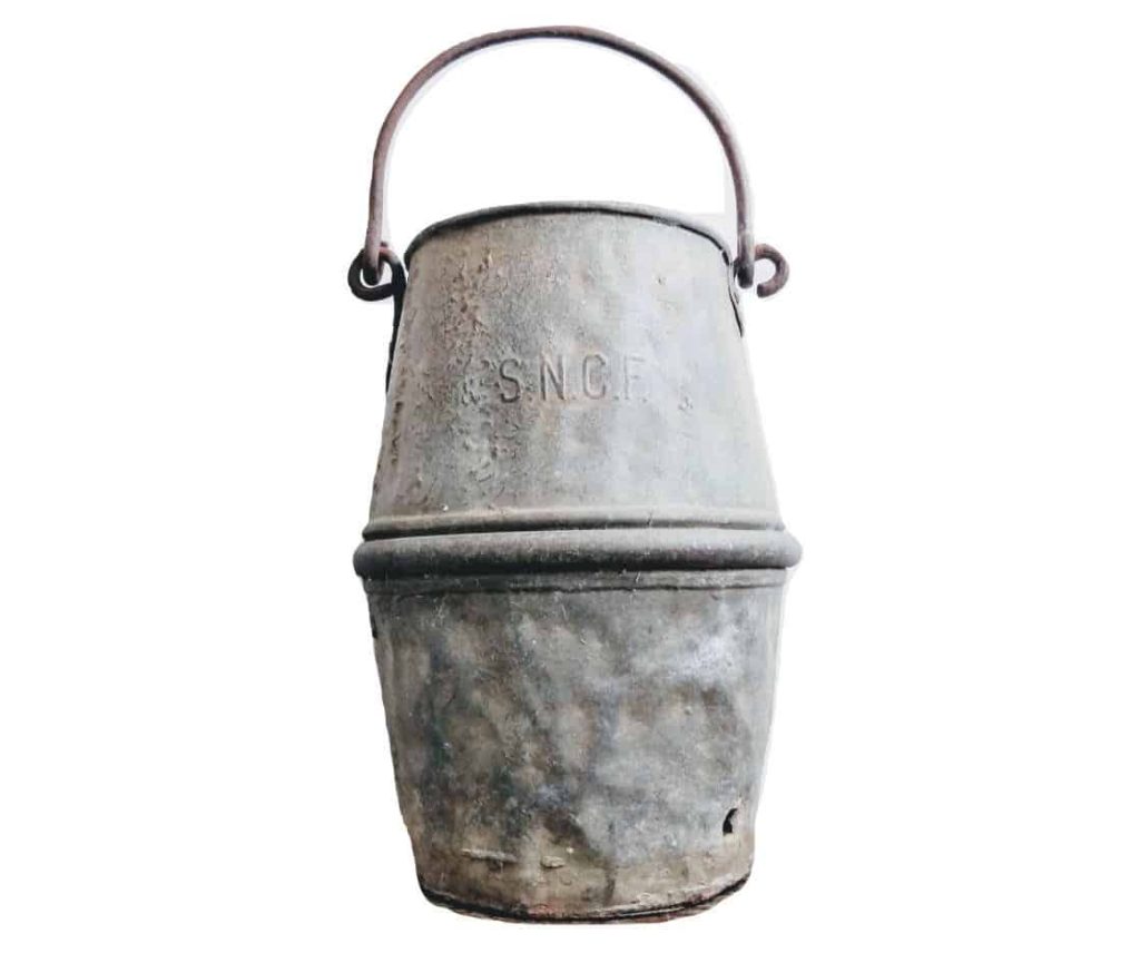 Vintage French Heavy Galvanised SNCF Railway Iron Coal Shuttle bucket fireplace fire open fireplace charcoal circa 1950-60’s 3