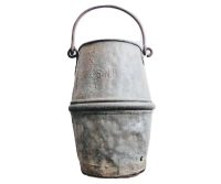 Vintage French Heavy Galvanised SNCF Railway Iron Coal Shuttle bucket fireplace fire open fireplace charcoal circa 1950-60's