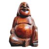 Vintage Chinese Wooden Wood Man Idol Money Luck Lucky Buddha Statue Art Carving Sculpture Ornament circa 1960-1970's